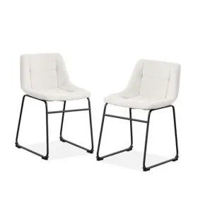 Amfd-5693xi-td Furnx Veradis Modern Bentwood Dining Chairs Set Of 2 Chenille Fabric 30 Inch White