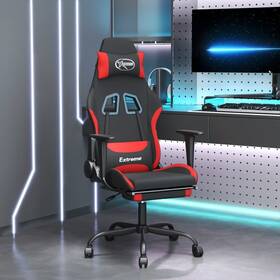 Gaming Chair Footrest Black Red Fabric 720287229407 With And