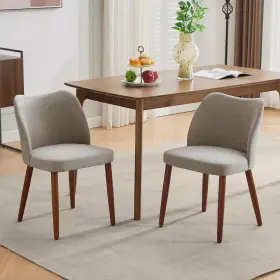 1003146783 Garvee Set Of 2 Linen Upholstered Dining Chairs Wing Backrest Wood