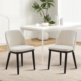 1003146792 Garvee Set Of 2 Modern Upholstered Dining Chairs 300lb Capacity Wood Legs