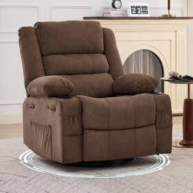 Garvee 36t39wxa-lsa-jas Oversized 360 Swivel Recliner Chair With Cup Holder For Living Room Comfort