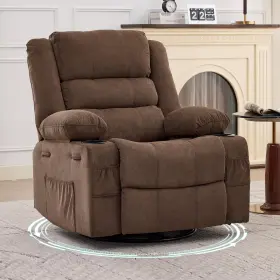 36t39wxa-lsa-jas Garvee Oversized 360 Swivel Recliner Chair With Cup Holder For Living Room Comfort
