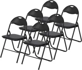 Garveehome 198290179602 Folding Chairs 6 Pack With Cushion Outdoor And Indoor Event Portable Metal Fol
