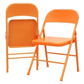 Garveehome 198723868516 Folding Chairs Set Of 2 Portable Chair Hold Up To 350 Pounds Orange