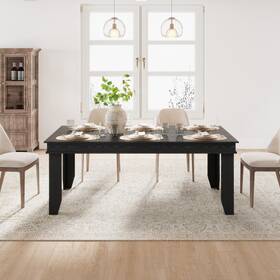 Garveehome 800068647113 Farmhouse Dining Table For 6-8 People 71 Inch Non-extendable Black