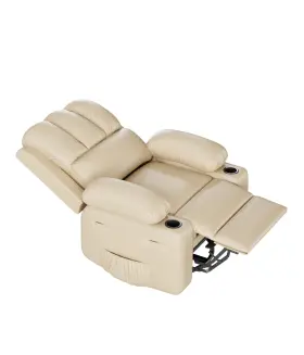Cf8011-manu-beige-212hehgch Garveehome Leather Recliner Chair Manual With Comfortable Arms And Cup Holders Fo