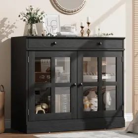 Fefpcgpgrniifbamovhxra2u Garveehome 35.4 Inch Sideboard Buffet Cabinets With Glass Door Cabinet Storage