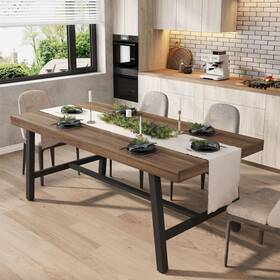 Garveehome Mlv-tdo6qytzdg-d2tdcygdf Industrial Dining Table For 71 Inch Non-extendable Brown 70.87 Long