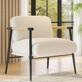 Garveehome Zygh-33yy-wh-he Comfy Chair Modern Accent With Metal Frame Cozy Reading So