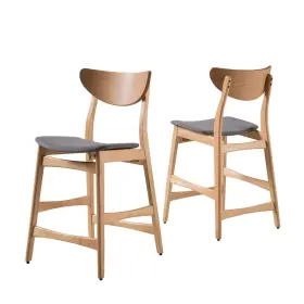 298965 Gdf Studio Christopher Knight Home Gavin Counter Chairs 2-pcs Set Dark Grey / Oak Finish