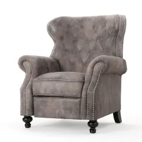 300661 Gdf Studio Christopher Knight Home Waldo Tufted Wingback Recliner Chair Warm Stone