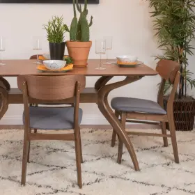 298990 Gdfstudio Christopher Knight Home Lucious Fabric / Walnut Finish Dining Chairs 2-pcs S
