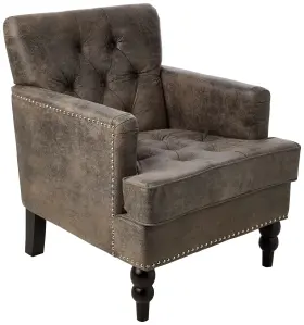 300099 Gdfstudio Christopher Knight Home Medford Brown Tufted Club Chair Fabric Accent