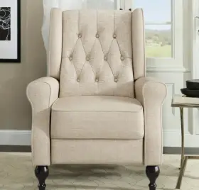 Gdfstudio 637162967331 Tufted Wingback Recliner Chair With Nailhead Trim