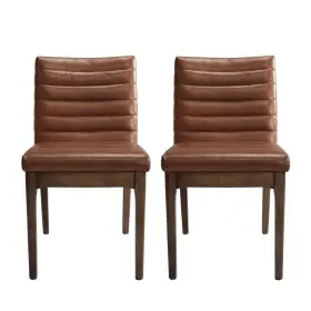 93791142 Gdfstudio Elisson Mid Century Modern Channel Stitch Dining Chairs Set Of 2