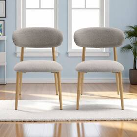 George Oliver Ms-012 Field Gray Boucle Set Of 4 Metal Kitchen Chairs With Modern Fabric Upholstered