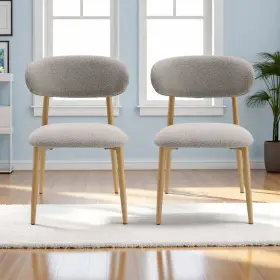 Ms-012 George Oliver Field Gray Boucle Set Of 4 Metal Kitchen Chairs With Modern Fabric Upholstered