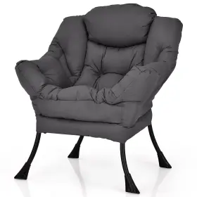 Gt-10118gr-np Giantex Modern Lazy Chair Accent Contemporary Lounge Polyester Fabric With S