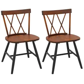 Gt12282hs-jv Giantex Windsor Dining Chairs Set Of 2 Farmhouse Wooden Kitchen Chair With Cross