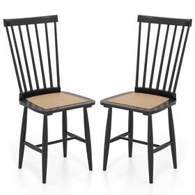 Giantex Gt13038-jvdk Windsor Dining Chairs Set Of 2 Farmhouse Mid-century Wooden With Spindle