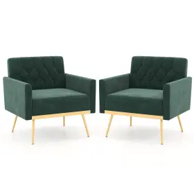 10612gn-hv Giantex Gt2 Modern Velvet Accent Chair Set Of 2 Mid-century Upholstered Single S