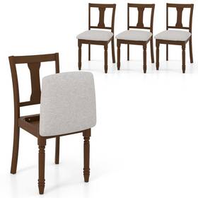 Giantex Gt2 11373wn-jv Wood Dining Chairs Set Of 4 Farmhouse Room Chair With Cushion Seat A
