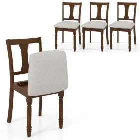 11373wn-jv Giantex Gt2 Wood Dining Chairs Set Of 4 Farmhouse Room Chair With Cushion Seat A