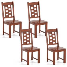 Giantex Gt2 58188-kcwn Wooden Dining Chairs Set Of 4 Kitchen Chair With Solid Rubber Wood Frame High