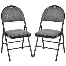 Gt54166-hwgr-2 Giantex 2-pcs Folding Chairs Set-foldable Dining With Upholstered Seat