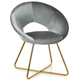 Giantex Gt66060gr-hw Modern Velvet Accent Chair Comfy Cute Upholstered Vanity Desk Max Loa