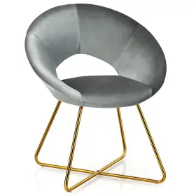 Gt66060gr-hw Giantex Modern Velvet Accent Chair Comfy Cute Upholstered Vanity Desk Max Loa
