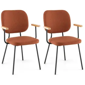 Gx54718or-2-ck Giantex Modern Fabric Dining Chair Set Of 2 Padded Armchairs With Linen