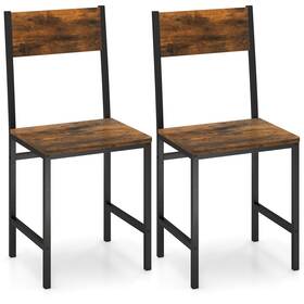 Giantex Gx57401cf-2-ck Dining Chairs Set Of 2 Industrial Kitchen With Metal Legs Slanted Ba