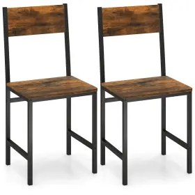 Gx57401cf-2-ck Giantex Dining Chairs Set Of 2 Industrial Kitchen With Metal Legs Slanted Ba