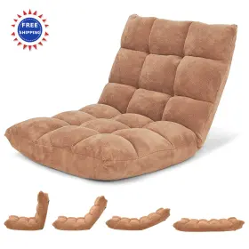 Hw57991be Giantex Folding Floor Chair 14 Adjustable Position Padded Sleeper Bed Couch