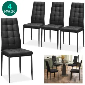 Ih12iy3gybadasd Giantex 4 Sillas De Comedor Altas Negras Tela Cojines Tapizados Modernas Set En Oferta
