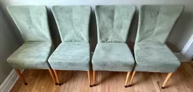 50930 Giorgetti Two Giorgina Progetti Chairs Sage Green Suede Beech Wood Italy