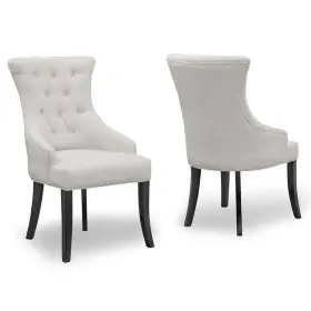 Ghdc-1228 Glamour Home Alei Beige Fabric Dining Chair Wing With Tufted Buttons Set