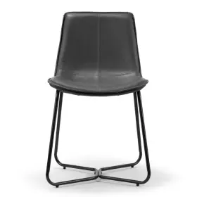 Ghdc-1273 Glamour Home Set Of 2 Amery Iron Frame Side Chair Vintage Grey Faux Leather