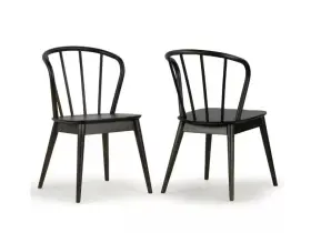 Ghdc-1623 Glamour Home Azure Black Rubberwood Dining Chair With Windsor Back Set Of 2