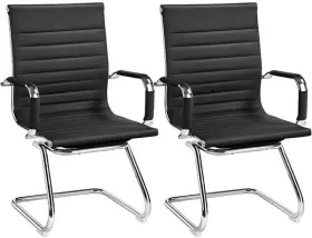 Gl0dhc0003 Globalbid Yaheetech Faux Leather Office Reception Chair Without Wheels 2pcs Used