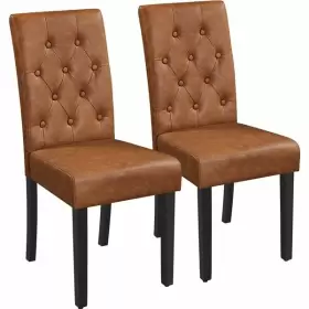 Glhyld0002 Globalbid Brown Dining Chairs With Leather Surface And Rubber Wood Legs Set Of 2 Used