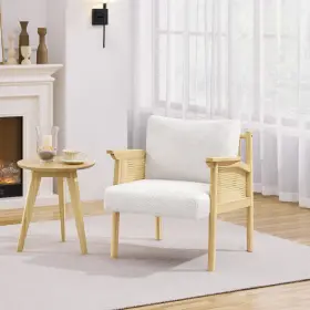 Glmgq70001 Globalbid Soild Wood Accent Chair Lounge Armchair With Big Seat Cushion And Loose Back Pillow