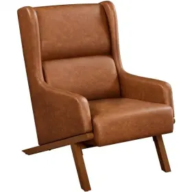 Glrg4o0001 Globalbid Pu Leather Armchair With Wood-tone Metal Legs Accent Chair For Bedroom Brown