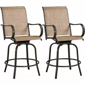 Gltk1j000101 Globalbid 2pcs Outdoor Bar Stools Patio Swivel Texteline Bistro Chairs With High Back Used