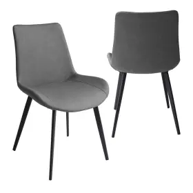 W124152698lwy Gojane Gray Faux Leather Upholstered Modern Style Dining Chair With Carbon Steel Legs