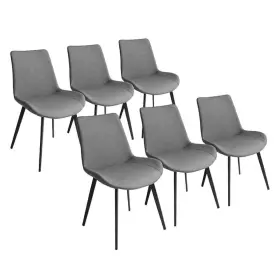 W124152700lwy Gojane Gray Faux Leather Upholstered Modern Style Dining Chair With Carbon Steel