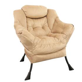 Goldsun 606276318445 Velvet Fabric Accent Chair Lazy Reclining Armchair With Removable Metal