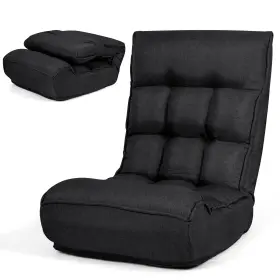 H375bk-fdsa15017 Goplus Foldable Floor Lounge Chair With Adjustable 5-position Head And 4-position Backrest