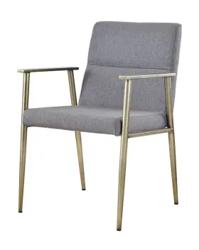 Gray Antique Brass Contemporary Dining Chair 606114578956